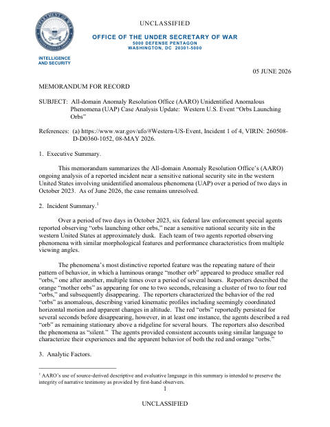 First page of DOW-UAP-D077