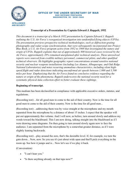 First page of DOW-UAP-D154