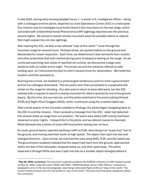 First page of ODNI-UAP-D001